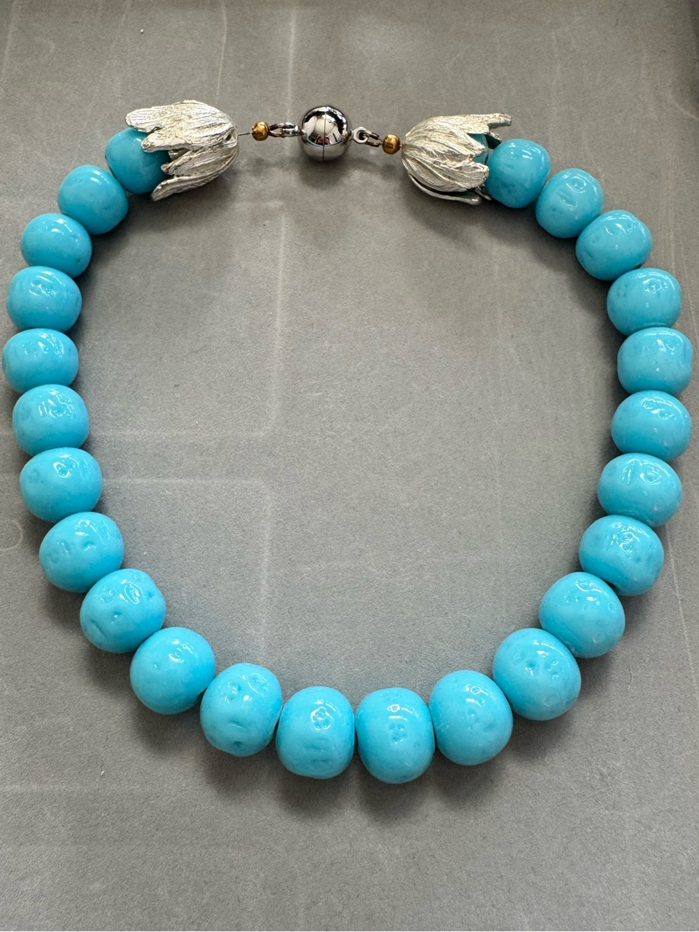 Bright Blue Statement Bead Choker Necklace